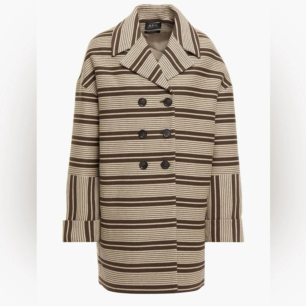A.P.C. Double breasted tweed stripe fall jacket coat button blazer - Picture 2 of 4